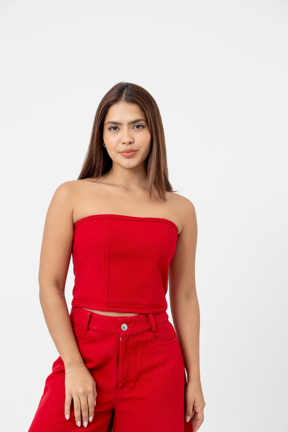 TOP MOCCA DENIM ROJO