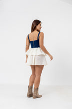 VESTIDO VERMUT AZUL MARFIL