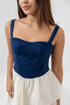 VESTIDO VERMUT AZUL MARFIL